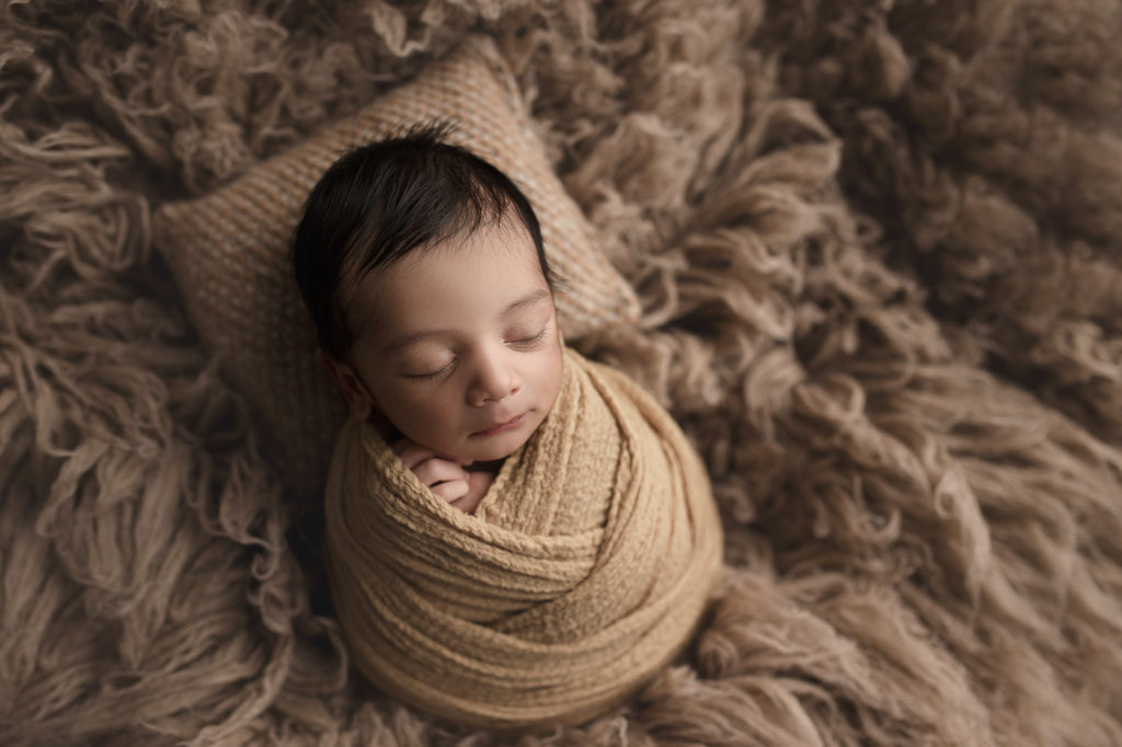 Handsome boy during his West Lafayette Indiana studio newborn session.