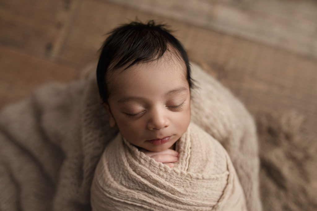 Sweet details of baby boys face at his newborn session in West Lafayette.