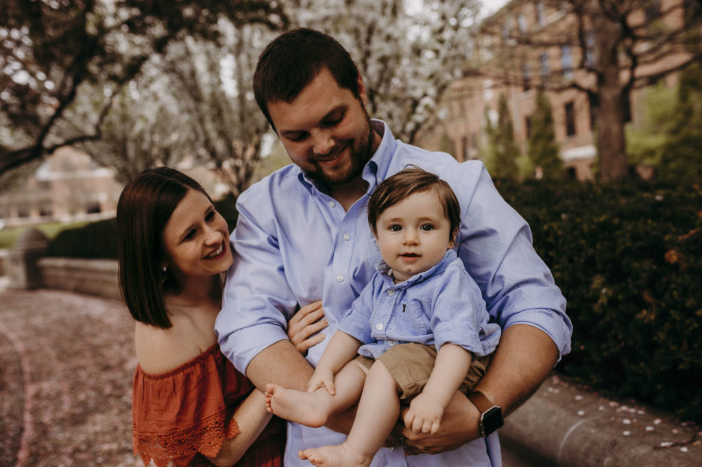 Cute family posing at their mini session in West Lafayette.