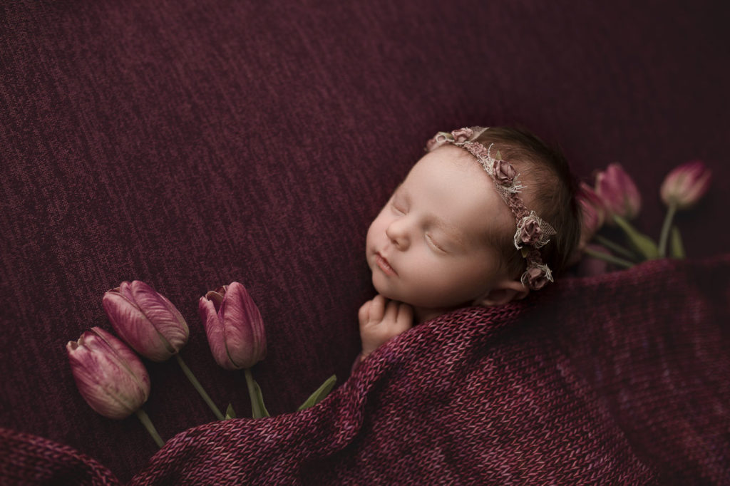 Pretty floral details for a cute baby girl at her newborn session.