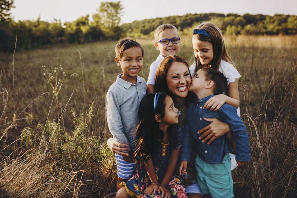 Beautiful mom with her youngest kids at their family session.