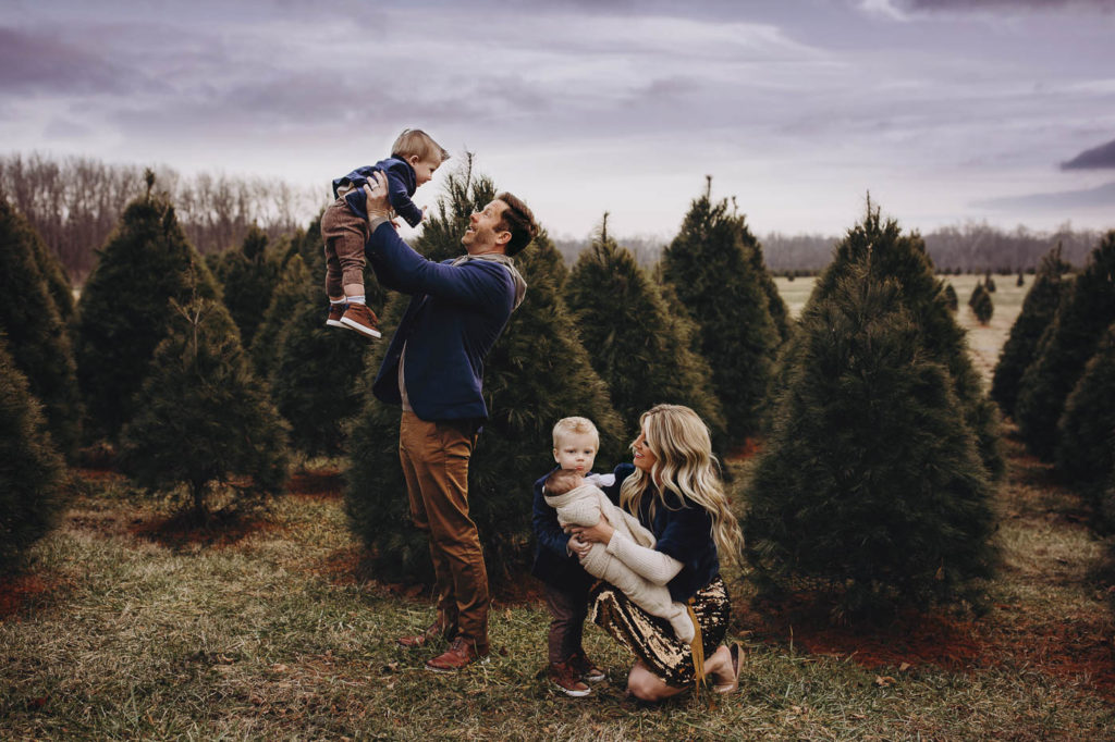 Fun family session at a Christmas tree farm in Thorntown Indiana.