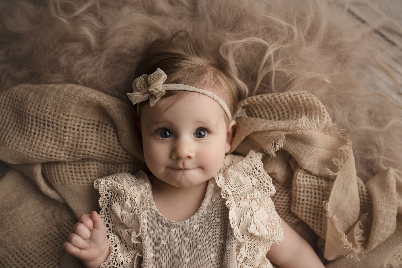 Beautiful baby girl posing at her Lafayette Indiana milestone session.